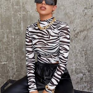 Zebra print sheer crop top